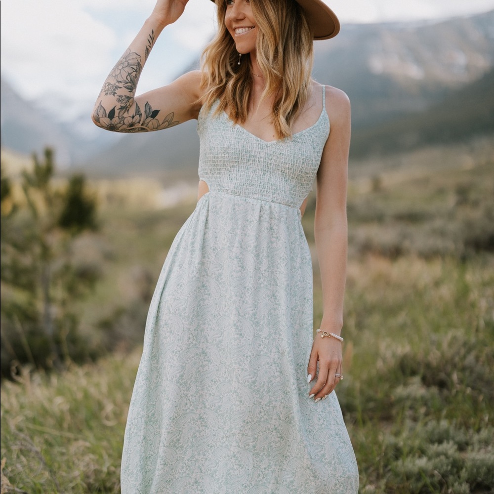 Green cut out dress